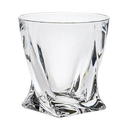 Apex Twist Crystalite whisky tumbler by Glassware UK, 340ml, clear glass with a twisted design for enjoying whiskey.