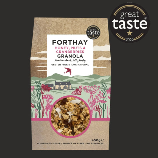 ArtisanBox Selection Forthay Honey Nut Cranberry Granola in a 450g bag with visible honey, nuts, and dried cranberries.