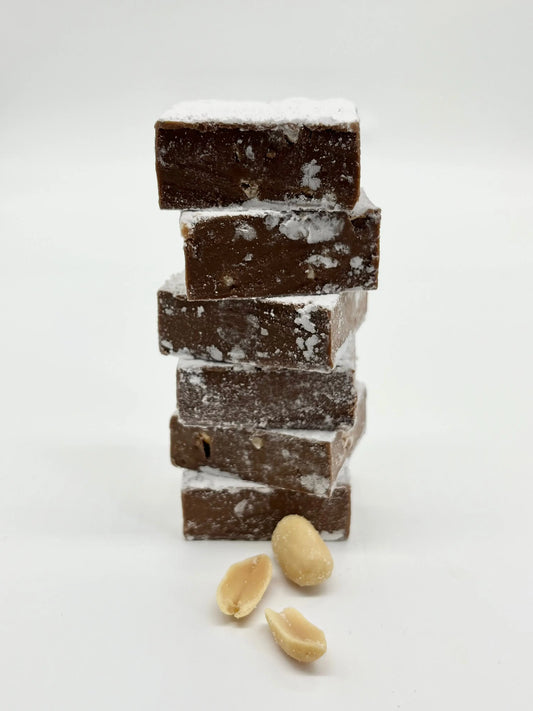 Gorvett & Stone Peanut Butter Meltaways, creamy chocolate meltaways with peanut butter filling, displayed on a white background.