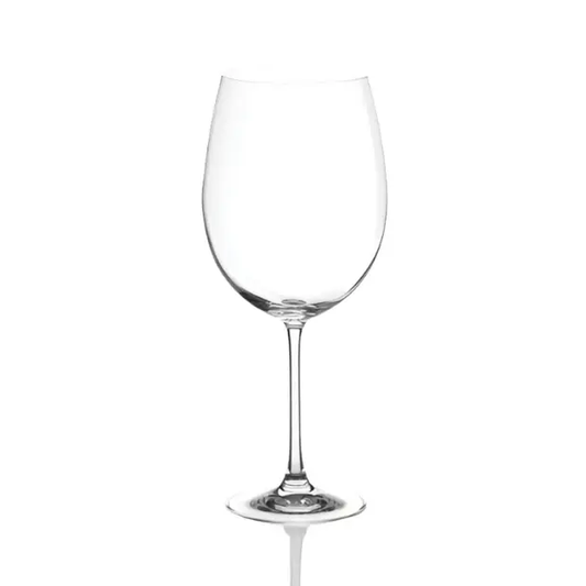 Glassware UK Grande Vino full 850ml wine glass showing clear glass and wide bowl for red or white wine.