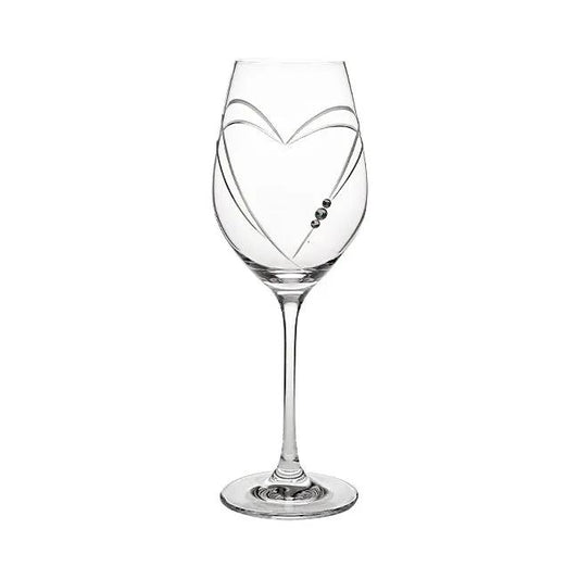 Glassware UK diamante wine glass with heart-shaped cut in a gift box, elegant wine glass for special occasions