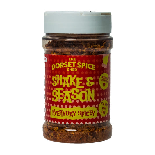 The Dorset Spice Shed - Shake & Season Everyday Spicey - salt infused with crushed chilli flakes, Mexican jalapeno and cayenne pepper 250g