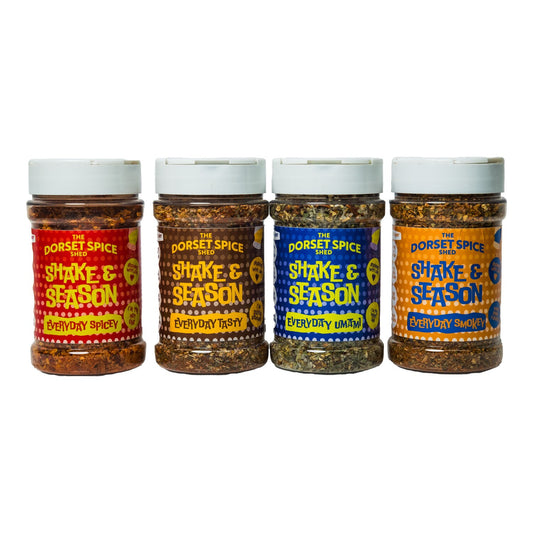 Dorset Spice Shed - Shake & Season all 4 everyday seasonings - give your meals a flavour booster with these easy to use seasonings 4 x 250g
