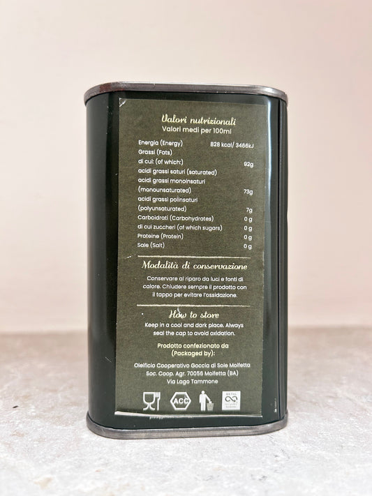 COLD-PRESSED EXTRA VIRGIN OLIVE OIL - 100% ITALIAN.