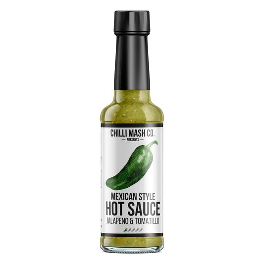 Mexican-style hot sauce by Chilli Mash Co. in a 150ml bottle, showcasing vibrant chili mash and classic condiment features.