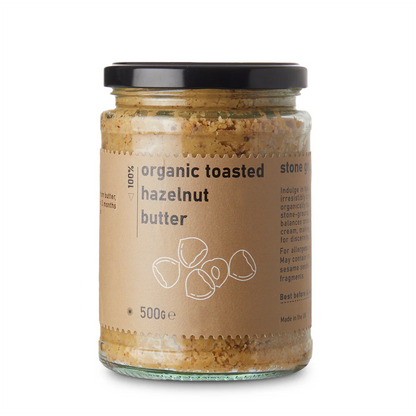 Organic toasted hazelnut butter from Whole Food Earth, creamy nut butter spread in a jar with a smooth, rich texture.