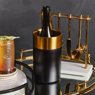 Gold finish and black Orsina wine cooler for chilling bottles