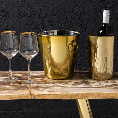 Hammered Gold Finish Wine Cooler | Mixology