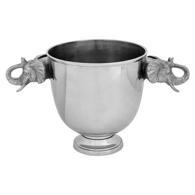 Orsina Elephant wine cooler in sculptural elephant design, shown in silver finish