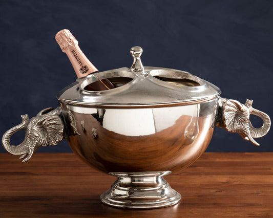 Orsina elephant wine cooler with lid, holds four bottles