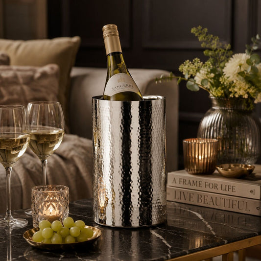 Orsina stainless steel hammered effect wine cooler, Martel design