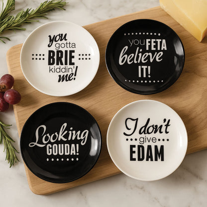 Set of Four Cheese Plates | Pun and Games