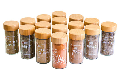 Bamboo Revolving Spice Rack with 16 Jars | Puro
