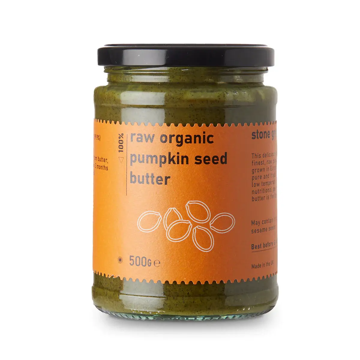 Raw Organic Pumpkin Seed Butter from Whole Food Earth, a creamy dip and spread made from organic pumpkin seeds.