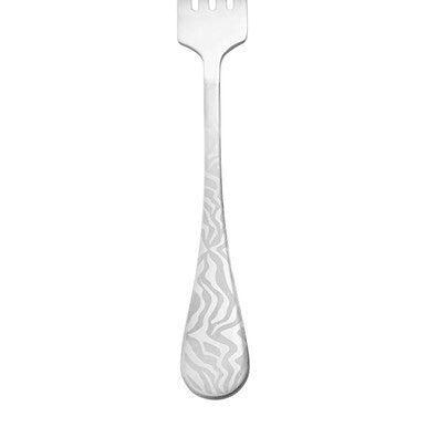 16-piece Orsina Zebra Cutlery Set including knives, forks, spoons with black and white zebra stripe design for stylish tableware.