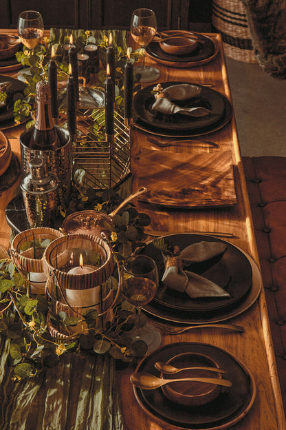 Orsina 16-piece antique gold finish cutlery set with fork, knife, spoon, and teaspoon for elegant table setting.