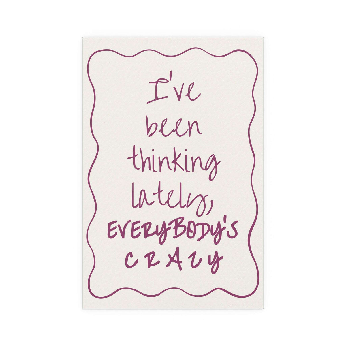 Purple Olivia Dean poster titled "Everybody's Crazy" by Glow On Prints, featuring vibrant artwork on high-quality paper.