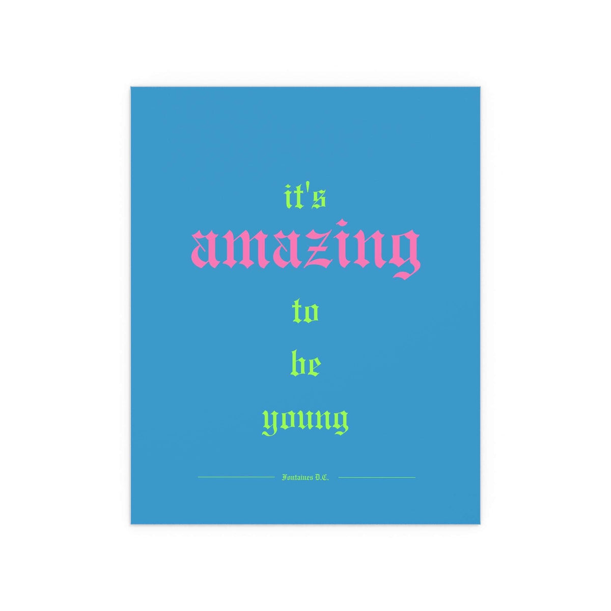 Romance Blue poster by Fontaines DC from Glow On Prints, showcasing band artwork with vibrant blue tones and artistic design.