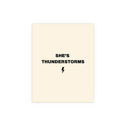 Arctic Monkeys "She's Thunderstorms" poster by Glow On Prints, featuring band artwork and vibrant design elements.