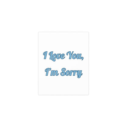 White and blue poster of Gracie Abrams' "I Love You, I'm Sorry" by Glow On Prints, featuring portrait artwork and text design.