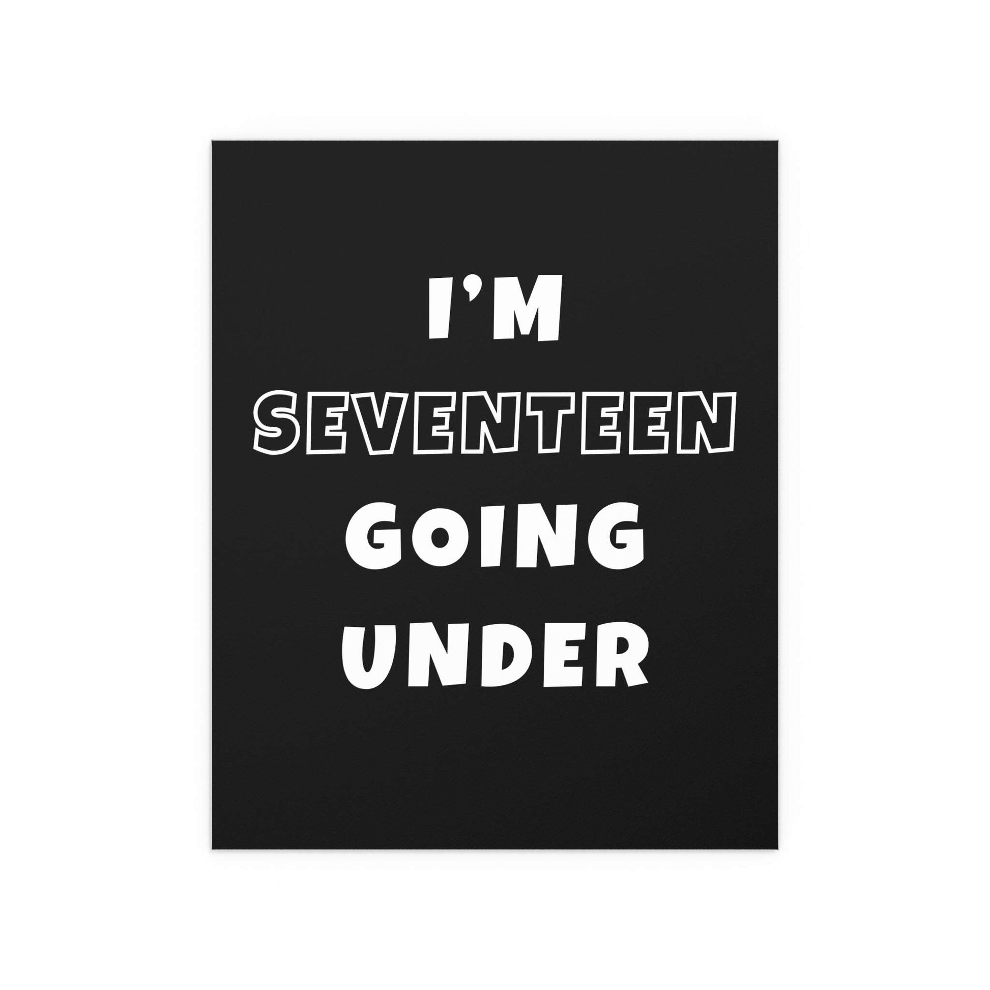 Black and white poster of Sam Fender's "Seventeen Going Under" by Glow On Prints, featuring a portrait of the artist.