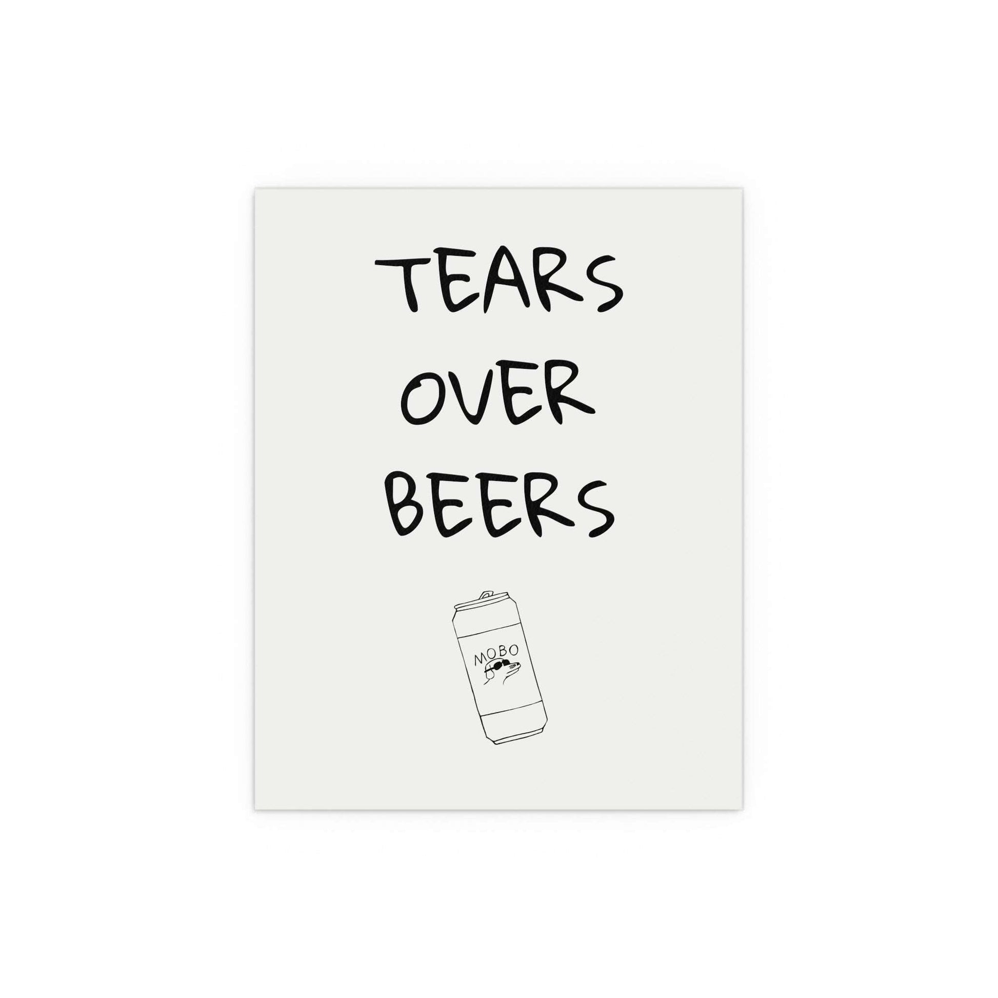 Modern baseball poster featuring tears over beers design by Glow On Prints, vibrant print on high-quality paper.