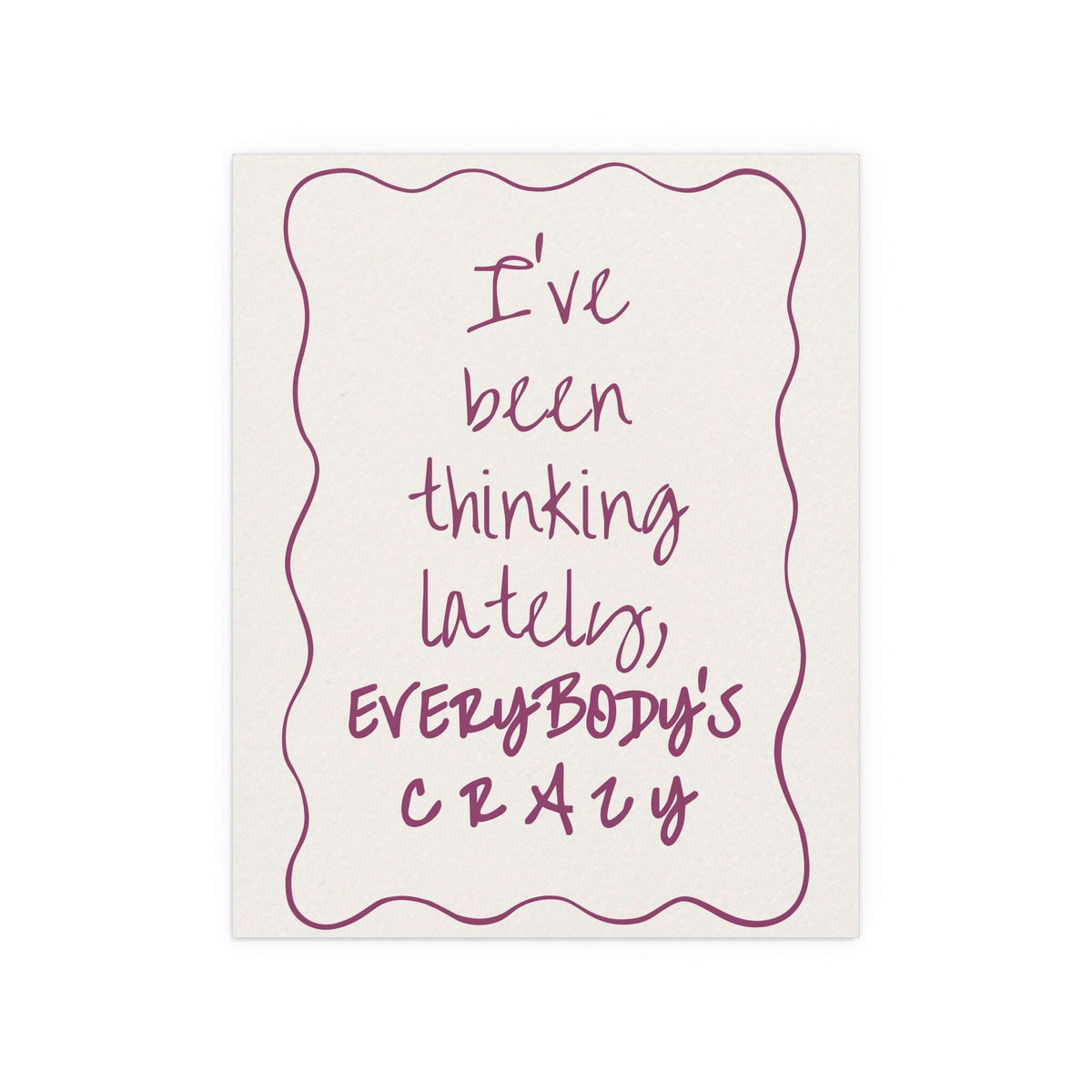Purple poster of Olivia Dean's "Everybody's Crazy" by Glow On Prints featuring vibrant artwork and bold typography.