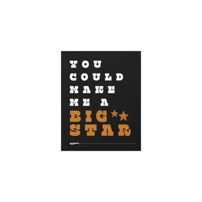 Black, white, and orange Blossom Big Star poster by Glow On Prints featuring vibrant floral star design.