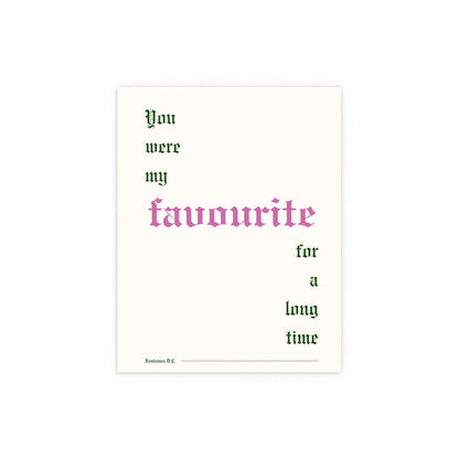 Colorful Fontaines DC Favourite poster featuring off-white, pink, and green tones from Glow On Prints, displayed on a wall.