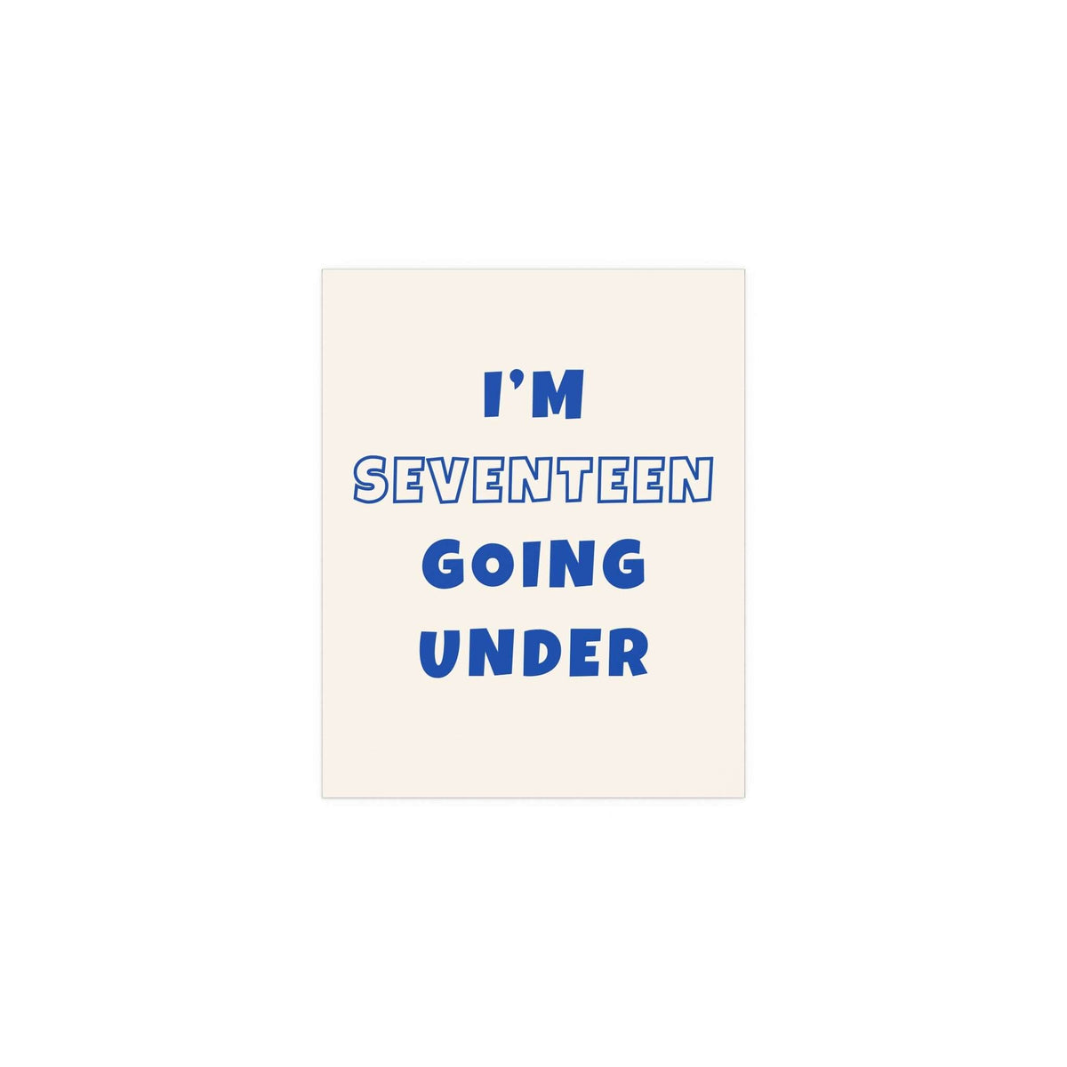 Sam Fender Seventeen Going Under poster by Glow On Prints featuring off-white and blue artwork.