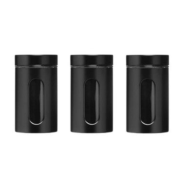 Orsina Luca set of three clear and black storage jars canisters with lids