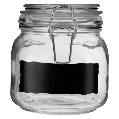Orsina 900ml glass storage jar with clip top lid, clear jar for pantry storage
