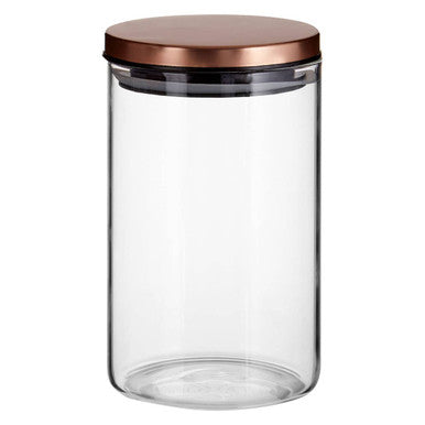 Orsina 950ml glass storage jar with rose gold lid