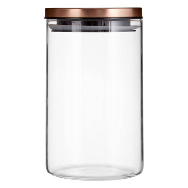 Orsina 950ml glass storage jar with rose gold lid