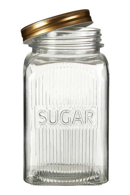 Set Of Three Glass Jars With Gold Finish Lids | Luca