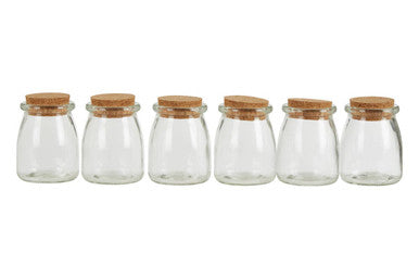 Set of 6 Orsina Tromso round glass jars with clear glass design