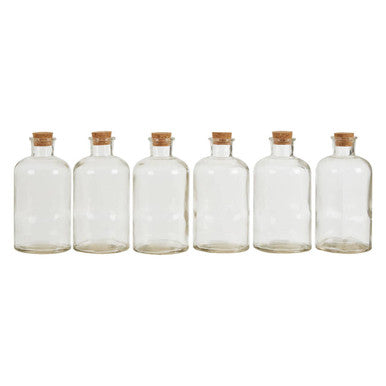 Set of 6 Orsina Tromso round glass jars, clear bottles with matching lids