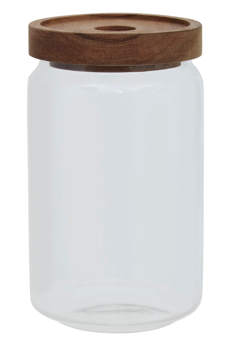 Freska glass storage jar with acacia wood lid, 800ml, by Orsina