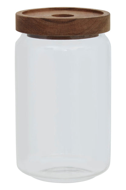 Freska glass storage jar with acacia wood lid, 800ml, by Orsina