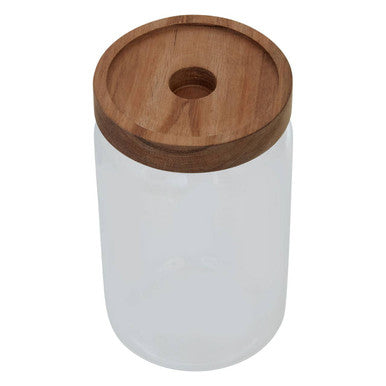 Orsina 800ml glass storage jar with natural acacia wood lid