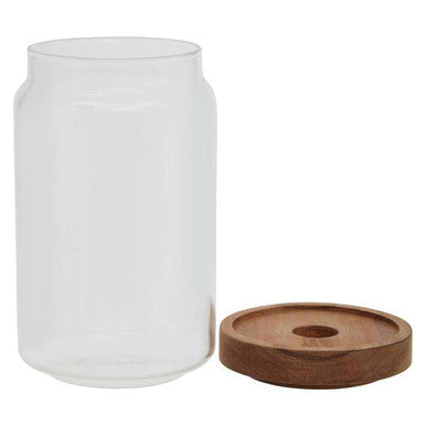 Orsina 800ml glass storage jar with acacia wood lid