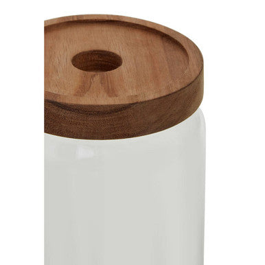 Orsina 800ml glass storage jar with acacia wood lid