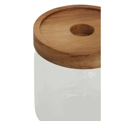 Freska 700ml glass storage jar with natural acacia wood lid by Orsina