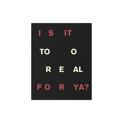 Colorful poster of Fontaines DC's "Too Real" album artwork by Glow On Prints, featuring vibrant artwork and bold typography.