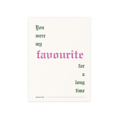 Fontaines DC Favourite poster by Glow On Prints featuring off-white, pink, and green colors with band artwork on paper.