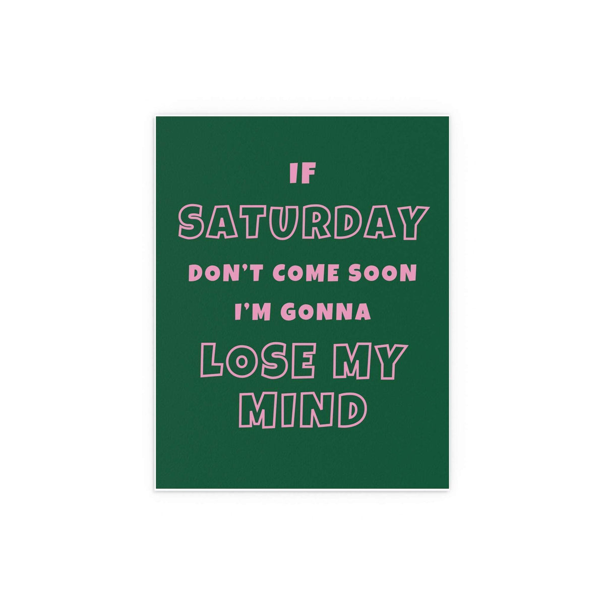 Colorful poster of Sam Fender's "Saturday" featuring green and pink design, created by Glow On Prints.