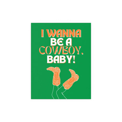 Colorful poster of CMAT's "I Wanna Be a Cowboy, Baby" by Glow On Prints, featuring vibrant tricolour artwork.