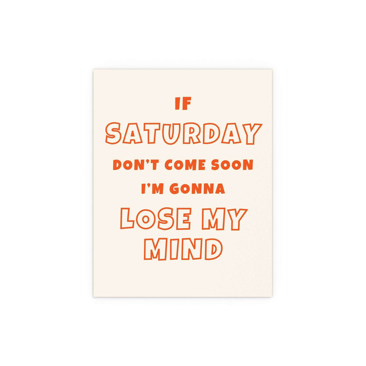 Poster of Sam Fender's "Saturday" featuring off-white and orange design, produced by Glow On Prints.