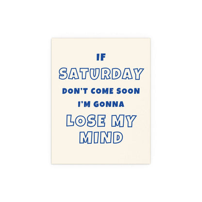 Sam Fender Saturday poster by Glow On Prints featuring off-white and blue design, perfect for music and wall decor.