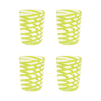 Set of four green The Kiki tumblers by domenicamarland, featuring sleek design and vibrant color, perfect for beverages.
